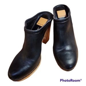 Dolce Vita Leather Ackley Clog Wooden Heel Black Size 7 Boho 70s retro